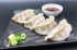 Meat and vegetable gyozas