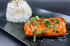 Teriyaki salmon with rice